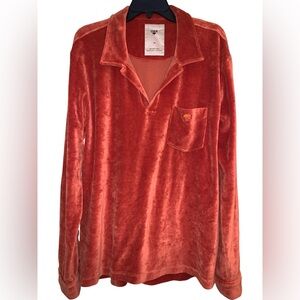 OAS Soft Cotton Velour Men’s Long Sleeved Burnt Orange Shirt Size XL